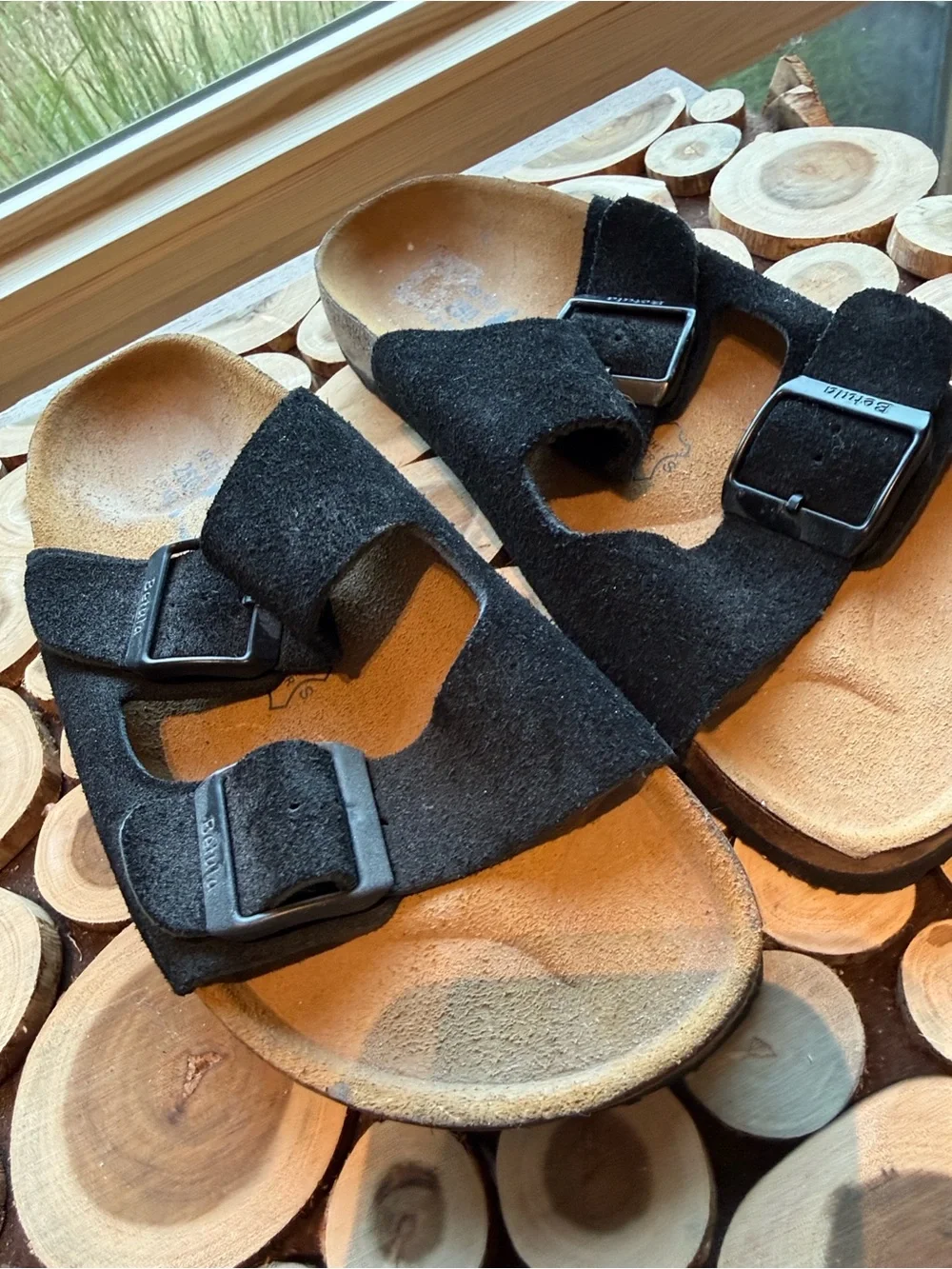 Birkenstock New Black Suede Sandals - 8